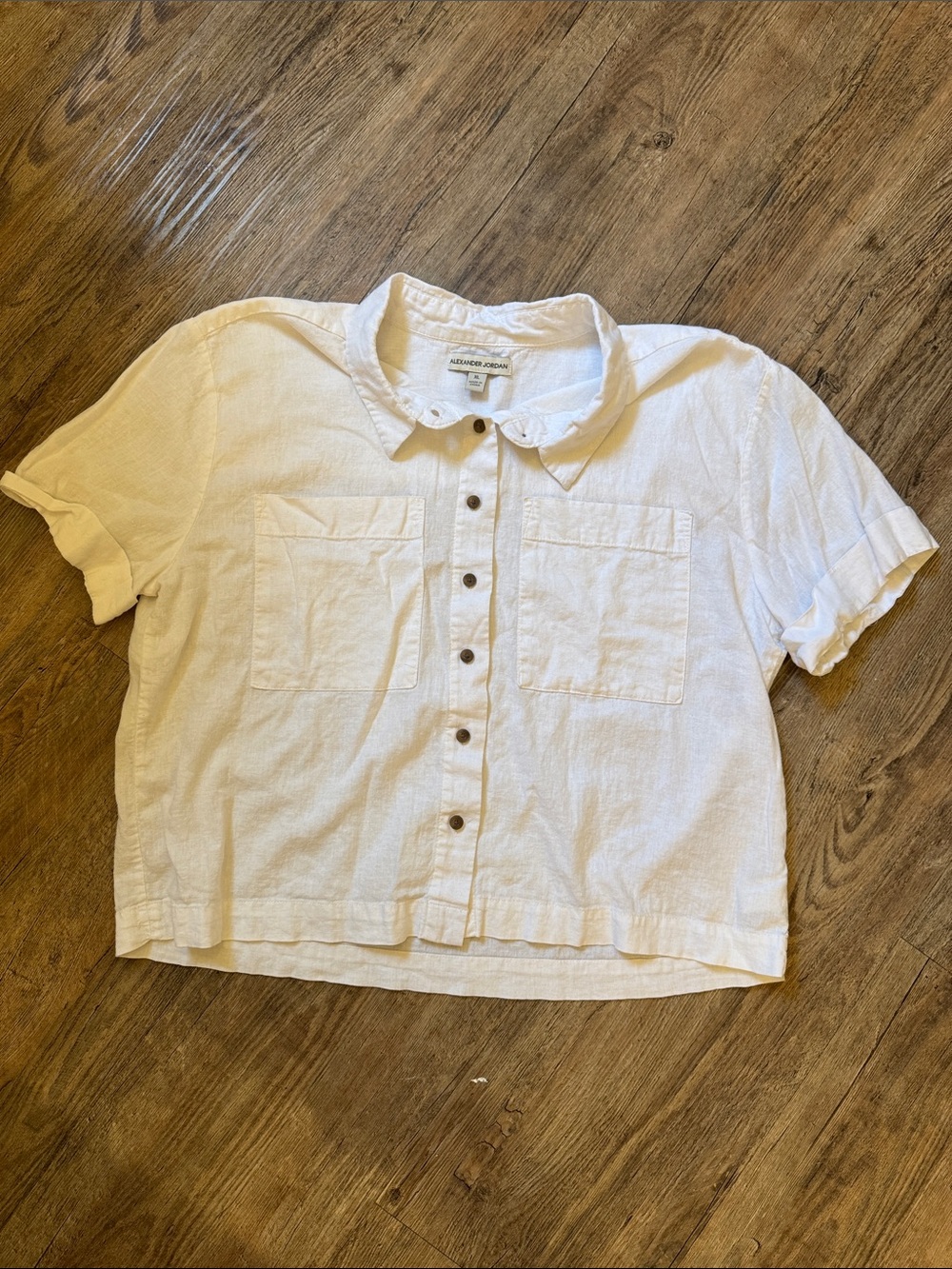 Alexander Jordan Lightweight White Short-Sleeve Button-Down Shirt